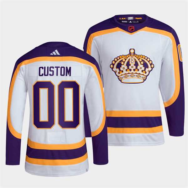 Men%27s Los Angeles Kings Custom White 2022 Reverse Retro Stitched Jersey->customized nhl jersey->Custom Jersey